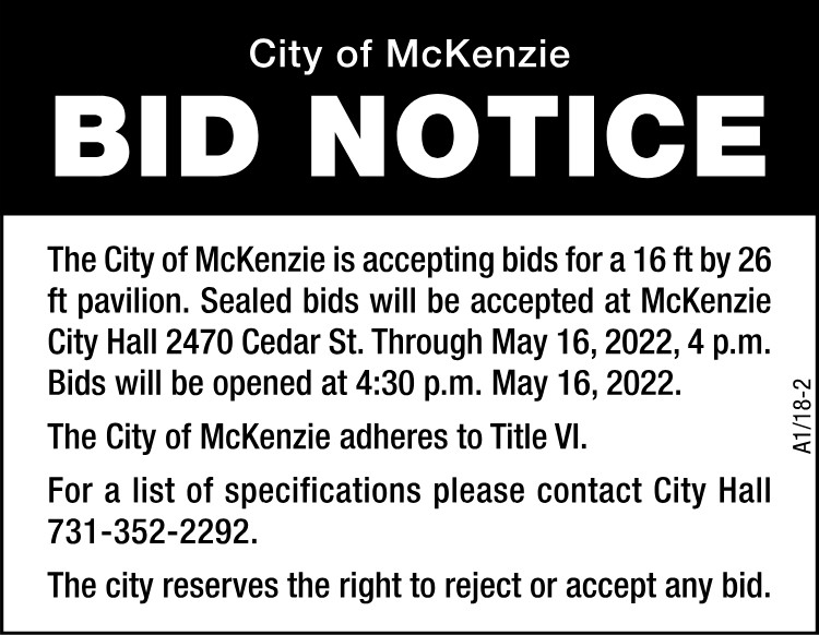 City of McKenzie Accepting Bids for Pavilion