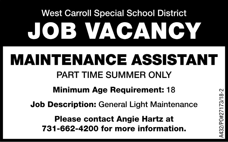 West Carroll Schools - Maintenance Assistant