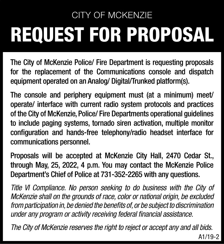 Request for Proposal - City of McKenzie Communications Console