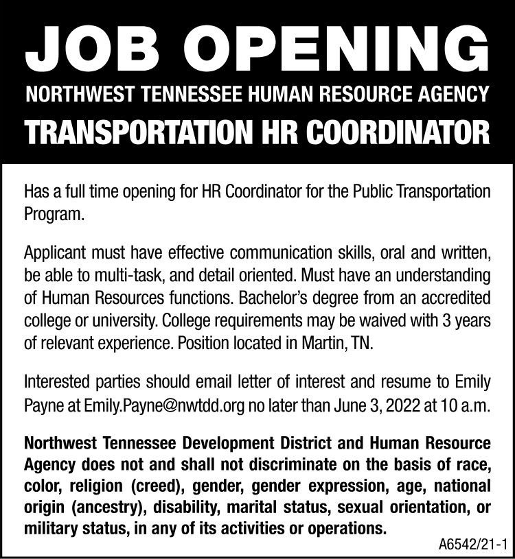 NWTN Human Resource Agency - HR Coordinator