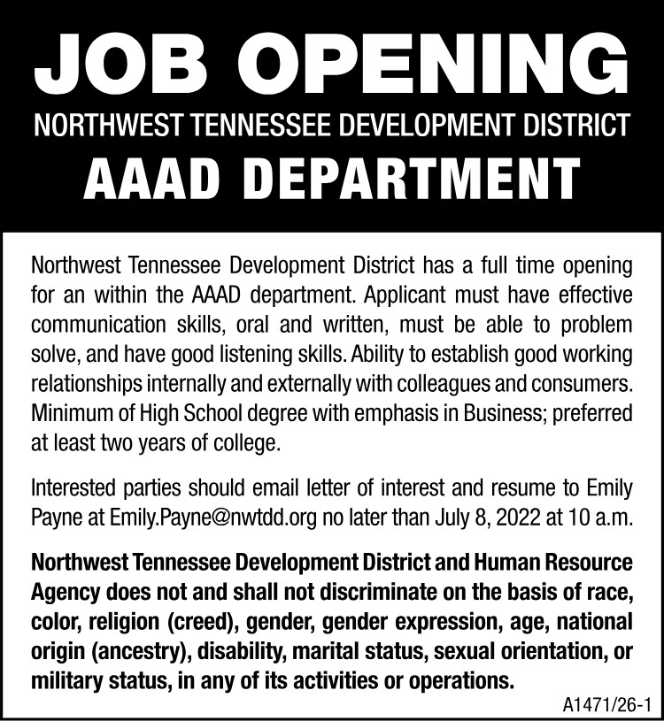 NWTN Human Resource Agency - Job Opening for Contract Billing Specialist
