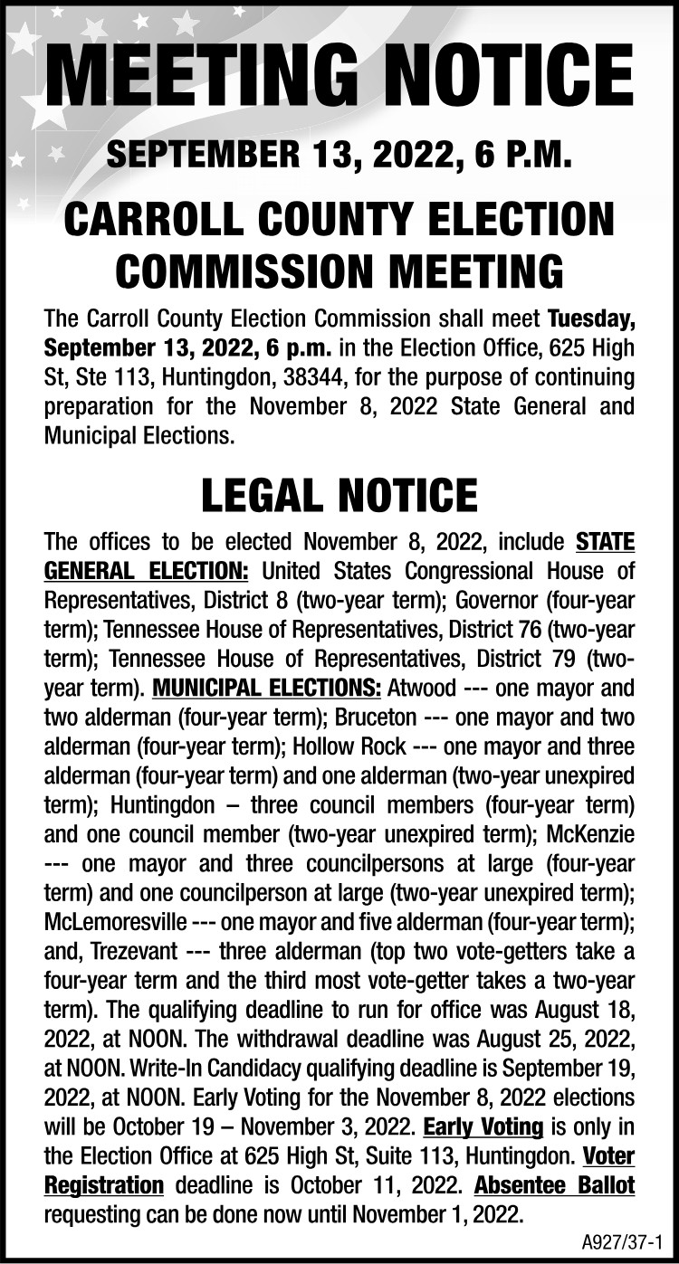 Meeting Notice - Carroll County Election