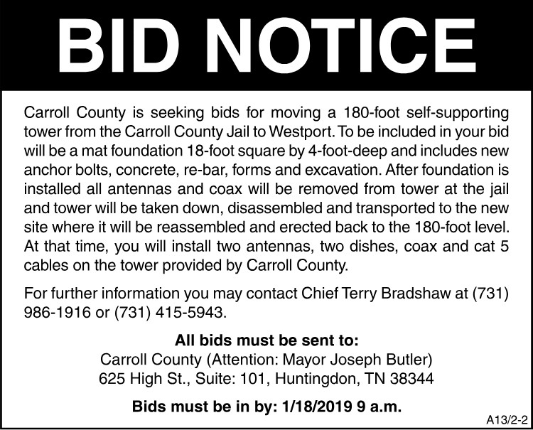 Carroll County Seeking Bids - Self-supporting Tower