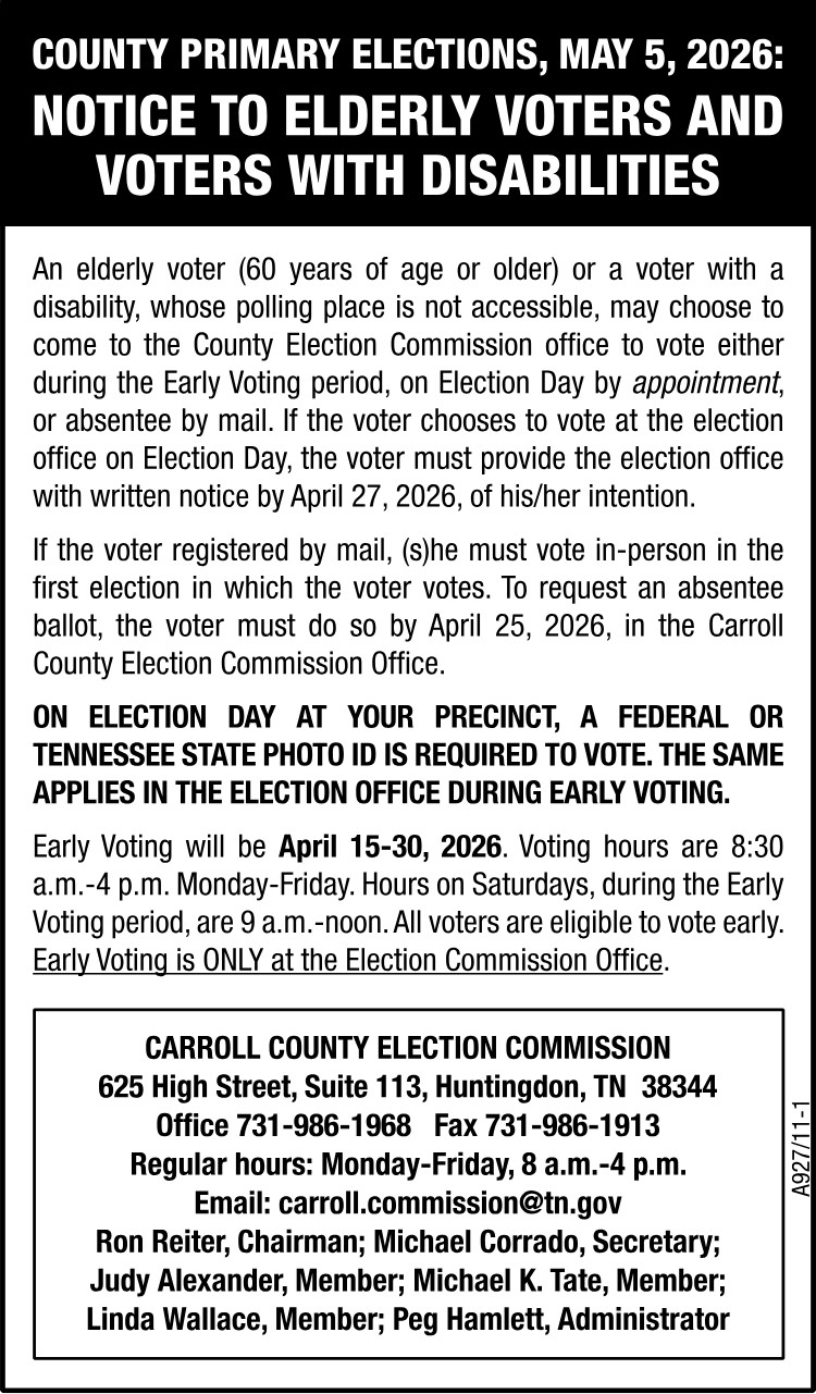 Notice to Elderly - County Primary Elections