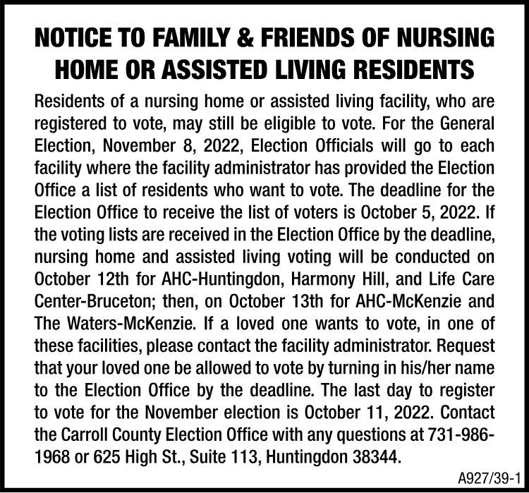Notice to Family & Friends of Nursing Home