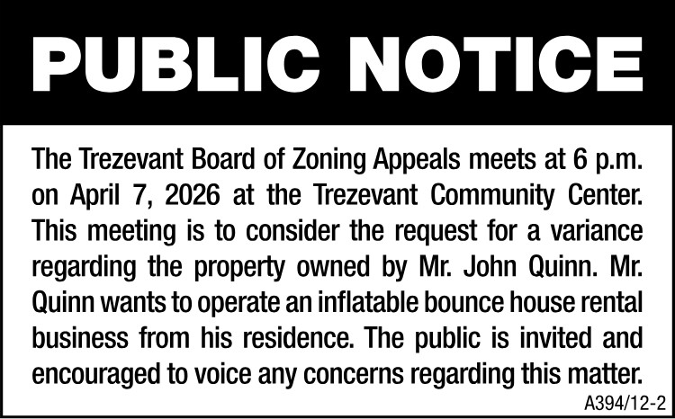 Public Notice - Trezevant Zoning Meeting