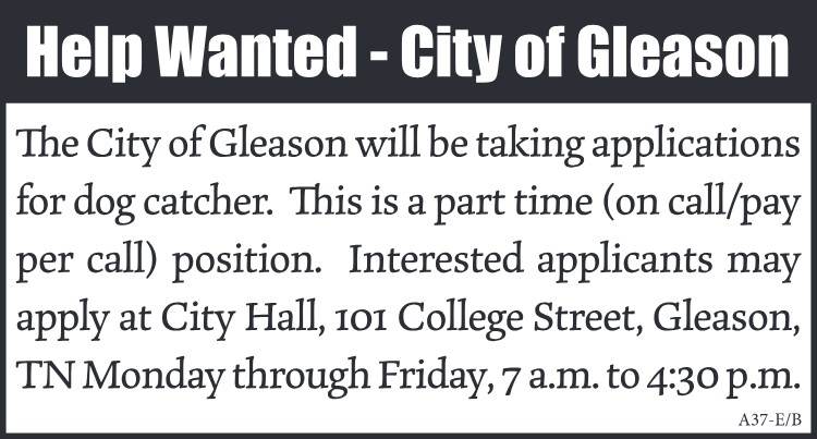 City of Gleason Help Wanted