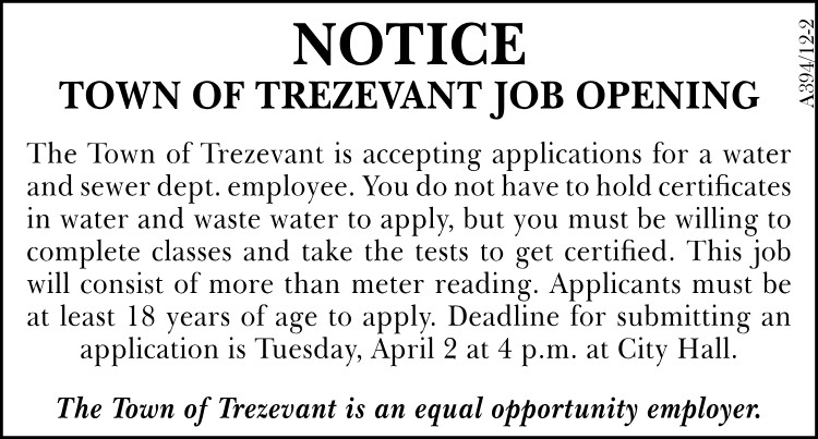 Town of Trezevant Job Opening