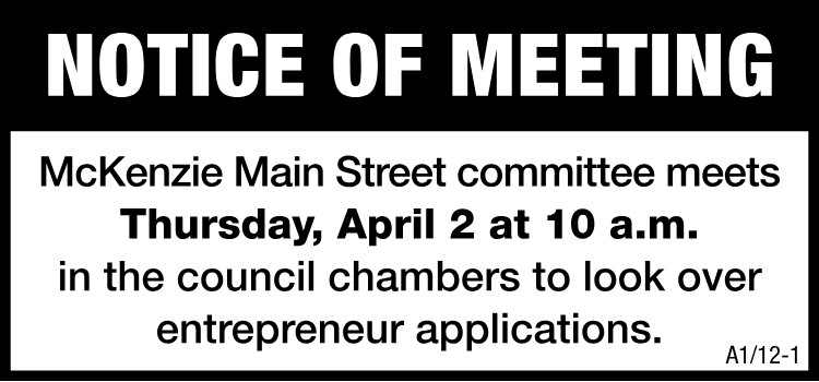 McKenzie Main Street Meeting