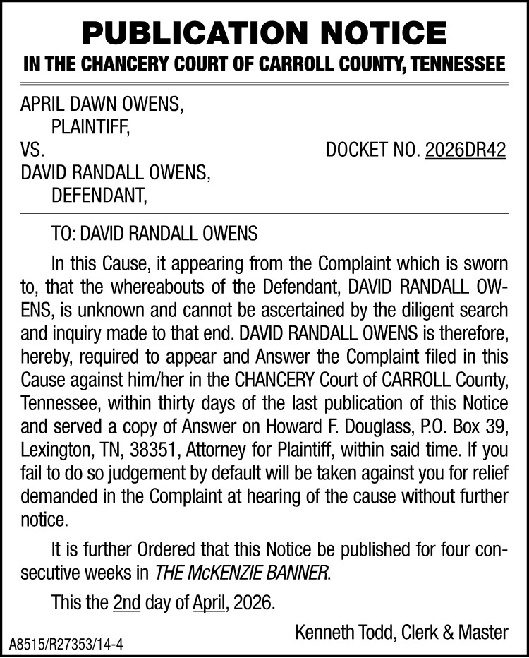 Publication Notice - OWENS