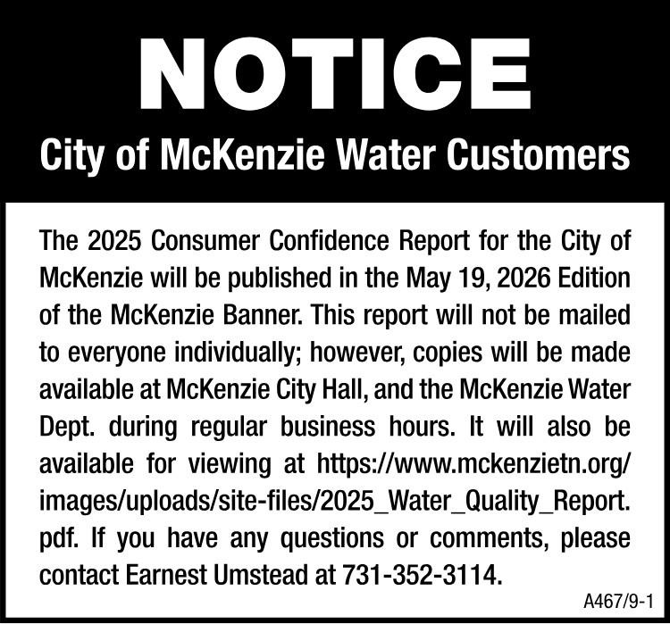 NOTICE McKenzie Water Customers
