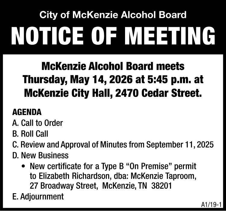 McKenzie Alcohol Board Meeting