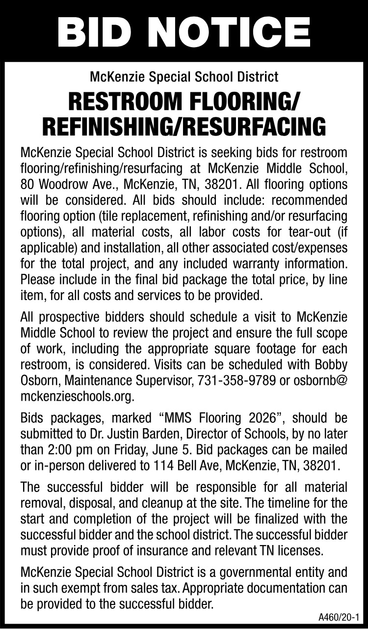 Bid Notice - MSSD Restroom Flooring