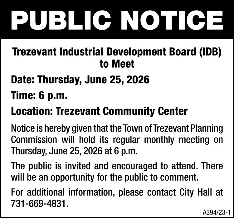 Public Notice - Trezevant Commission Meeting