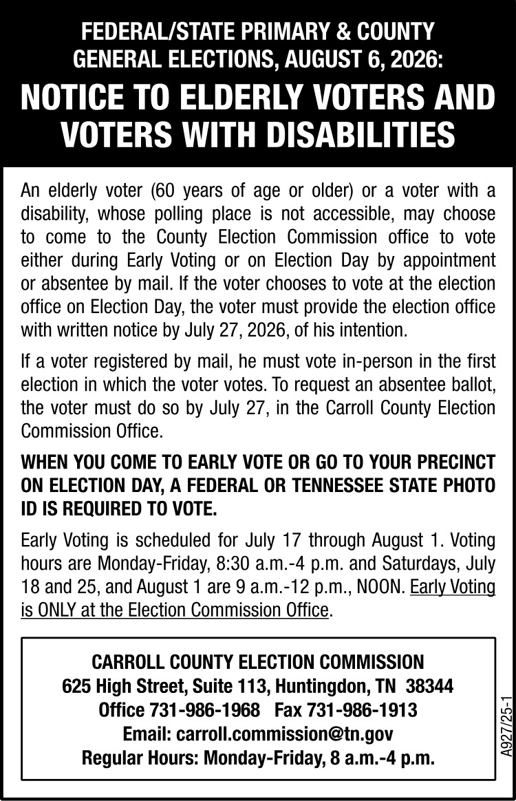 Notice to Elderly - County Primary Elections