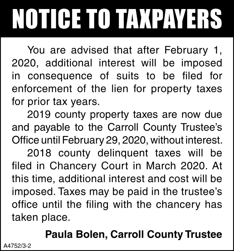 Notice to Taxpayers
