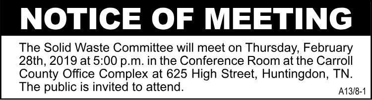 Notice of Meeting - Carroll County Solid Waste Committee