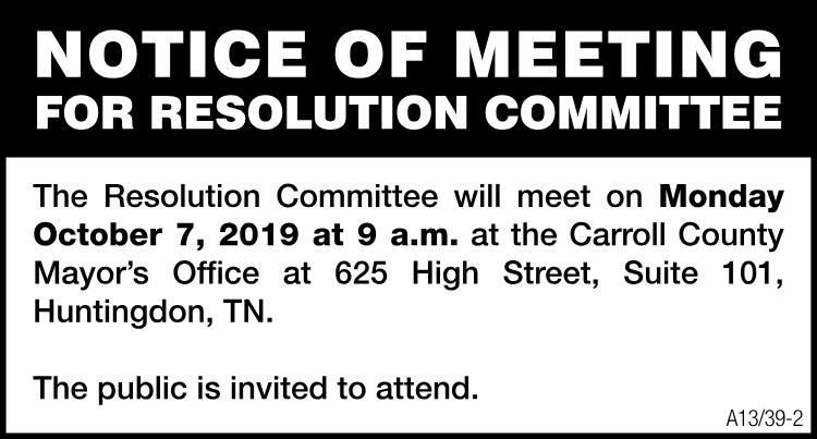 Notice of Meeting - Resolution Committee