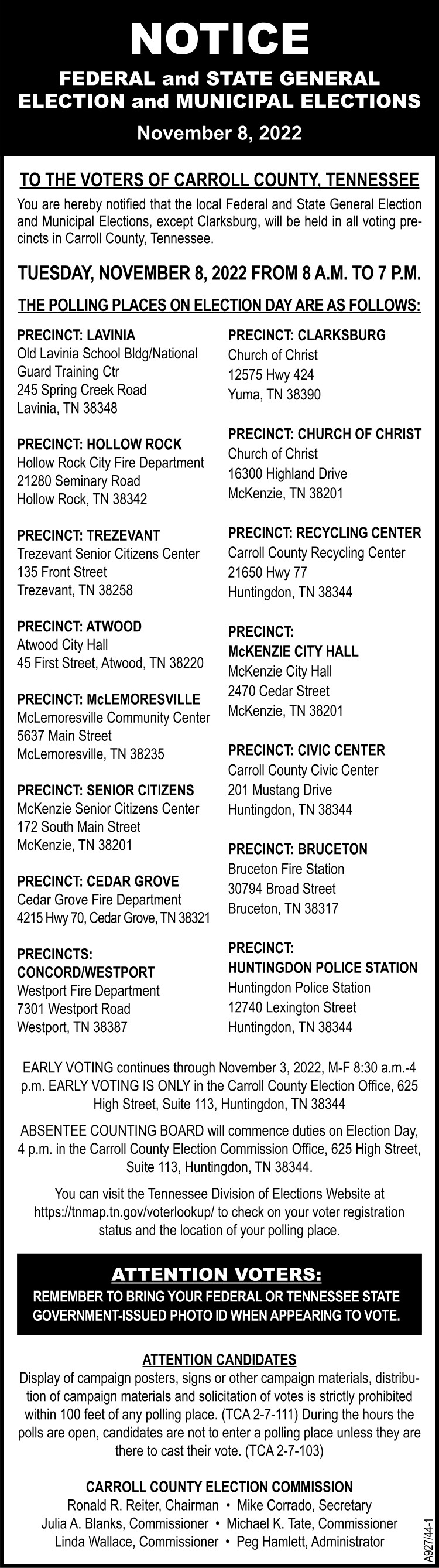 Notice - Polling Places