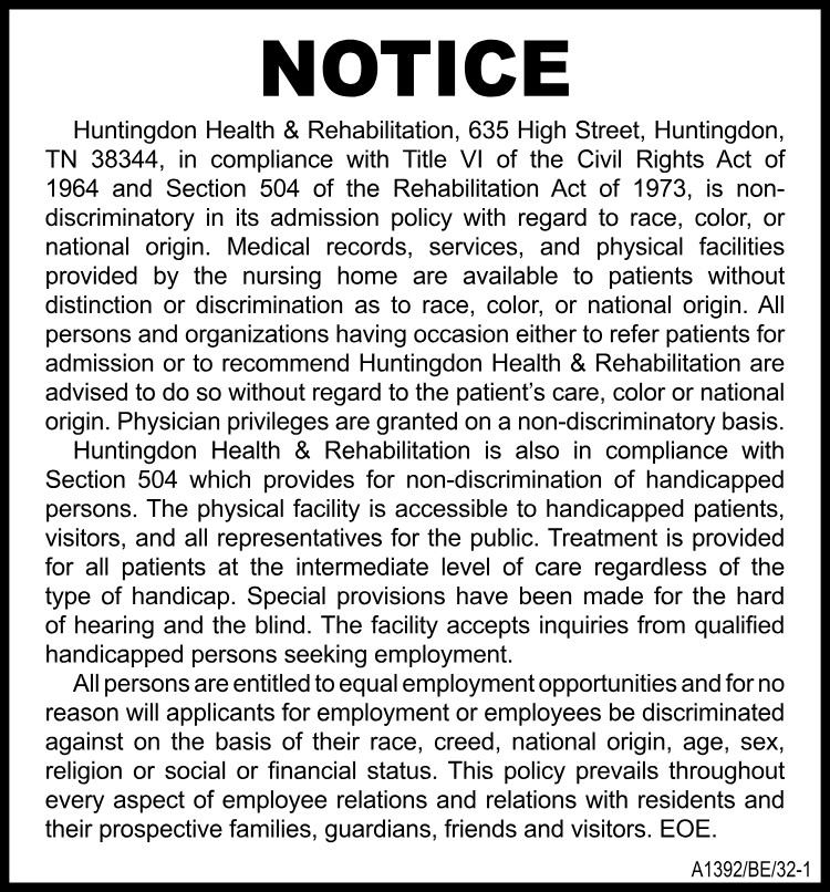 Huntingdon Health & Rehab - EOE
