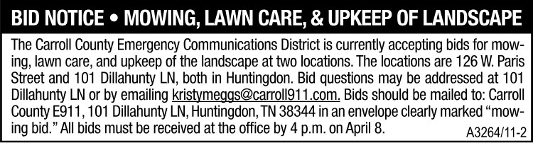 Bid Notice - Mowing - Lawn Care - Upkeep of Landscape