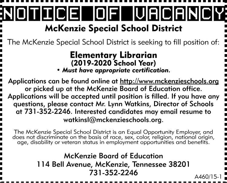 Notice of Vacancy-MSSD-Elementary Library