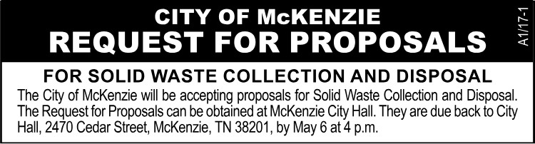 Request for Proposals - City of McKenzie - Solid Waste Collection