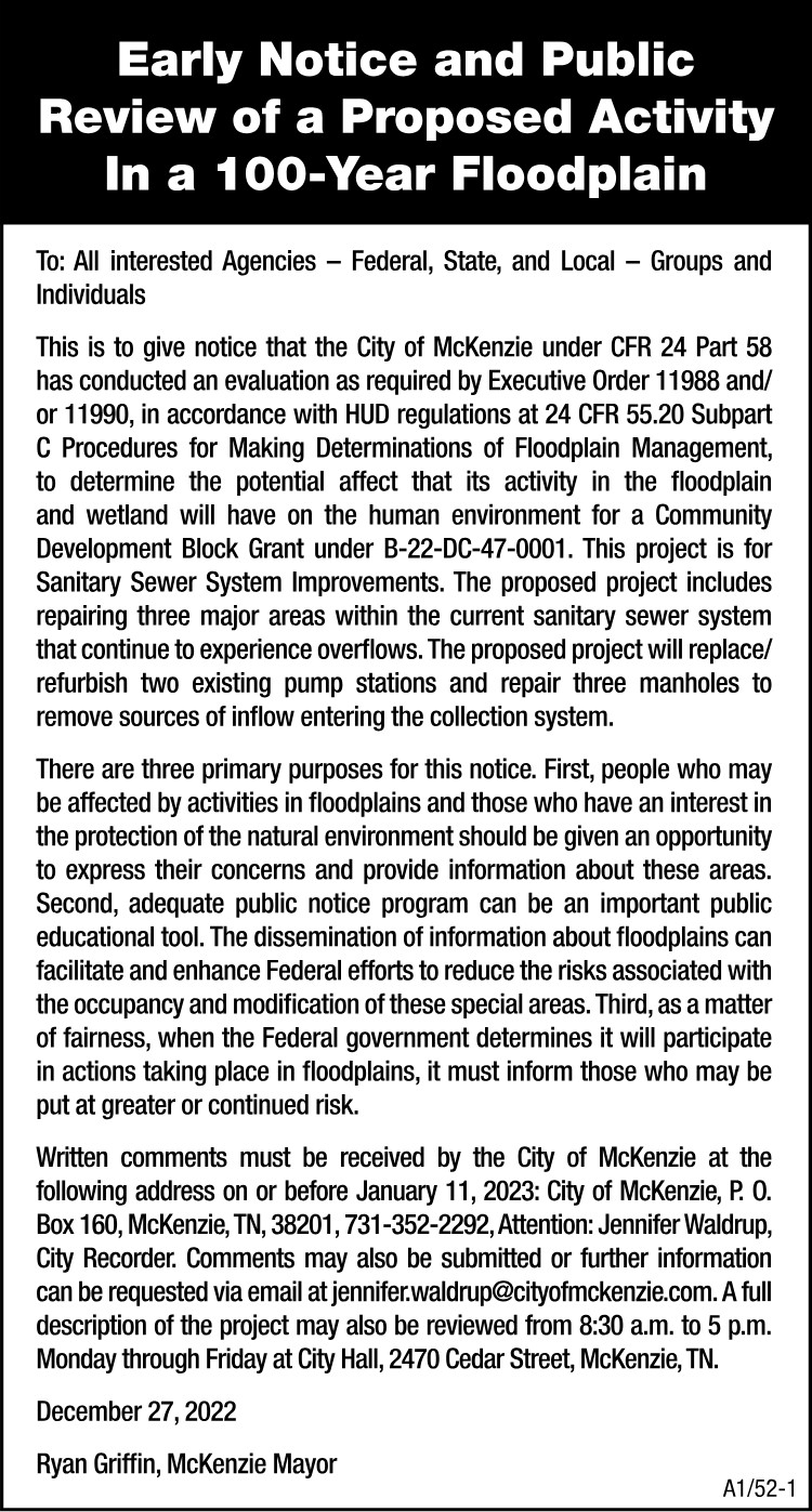 Early Notice - 100-Year Floodplain