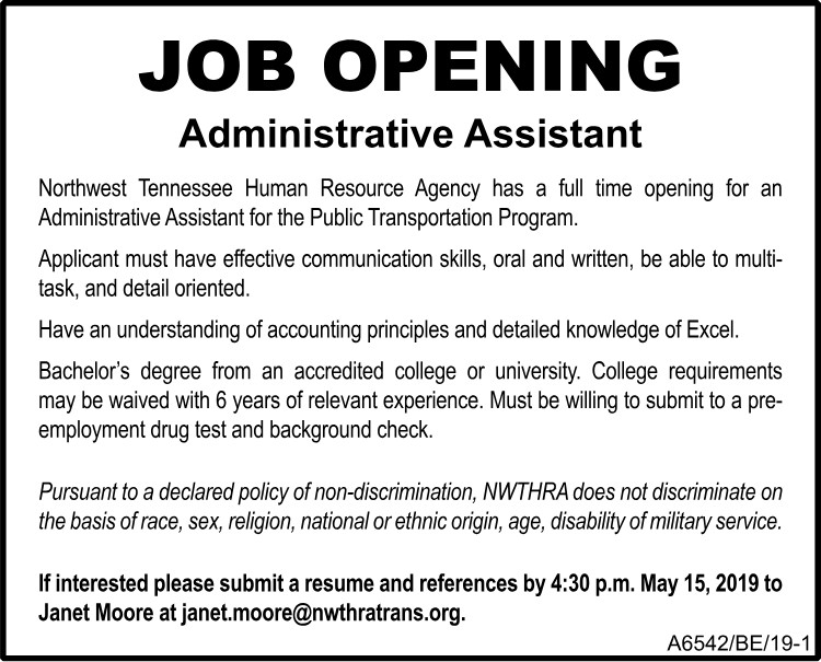 NWTHRA Job Opening - Administrative Assistant