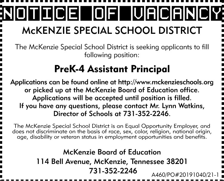 Notice of Vacancy MSSD - MES Assistant Principal