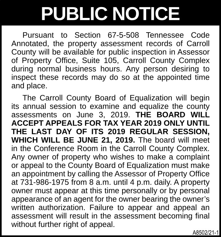 Notice - Assessor of Property Office