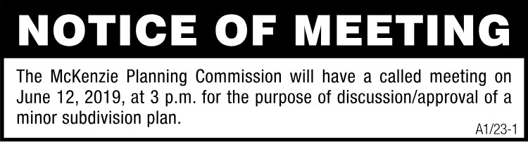 McKenzie Planning Commission Meeting - June 12