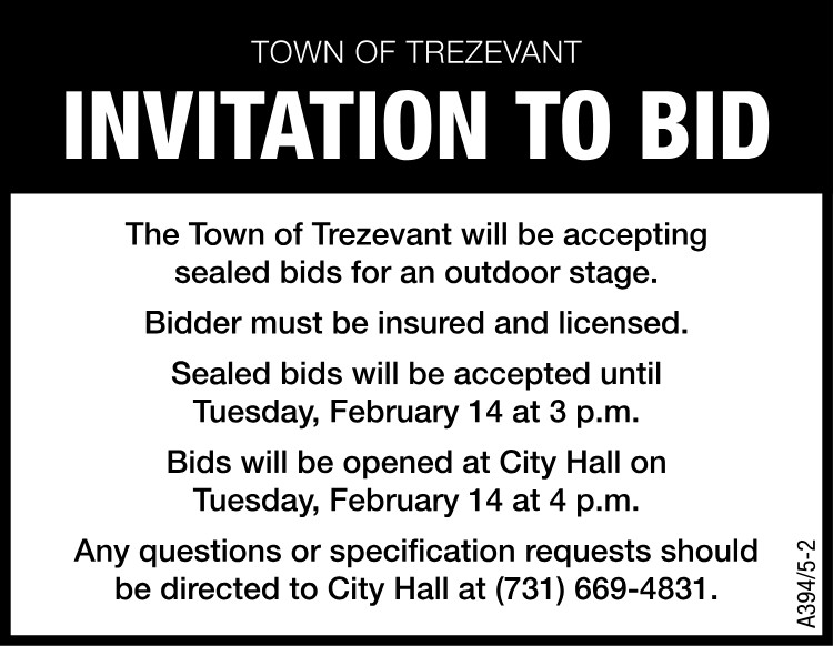 Invitation to Bid - Town of Trezevant Outdoor Stage