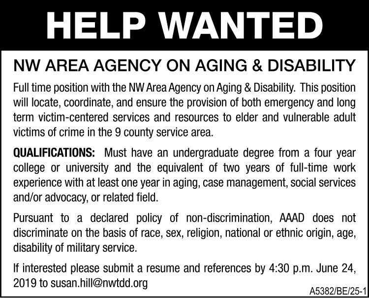 NW Area Agency on Aging & Disability - Help Wanted