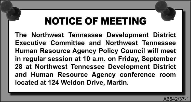 NW TN Developmental District Meeting Sept 28