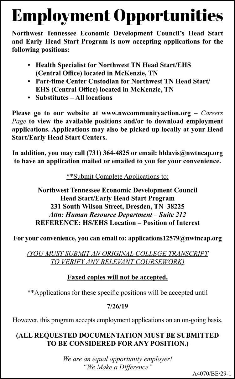 NW TN Economic Council - Employment Opportunities