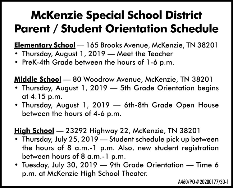 MSSD - Student Orientation Schedule