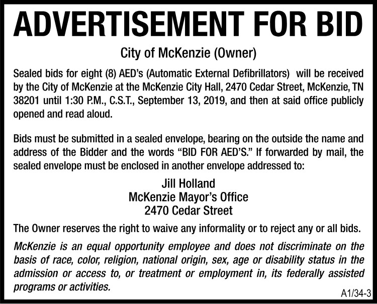 Advertisement for Bid - AEDs