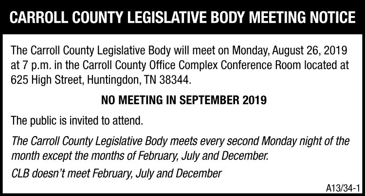 Carroll County Legislative Body Meeting Notice
