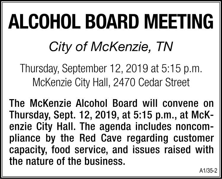 McKenzie Alcohol Board Meeting
