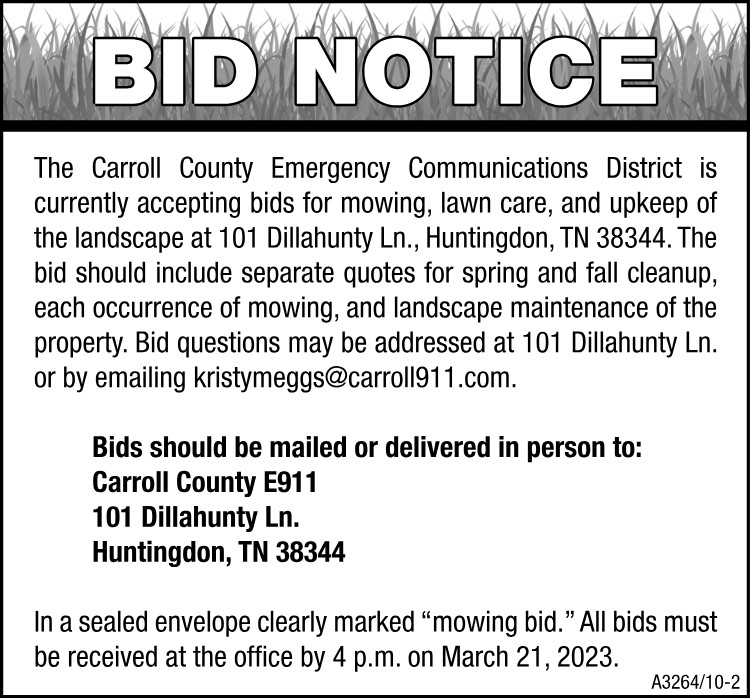 Carroll County E911 - Bids for Mowing