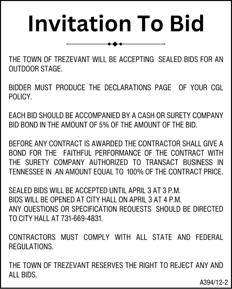 Public Notice - Town of Trezevant
