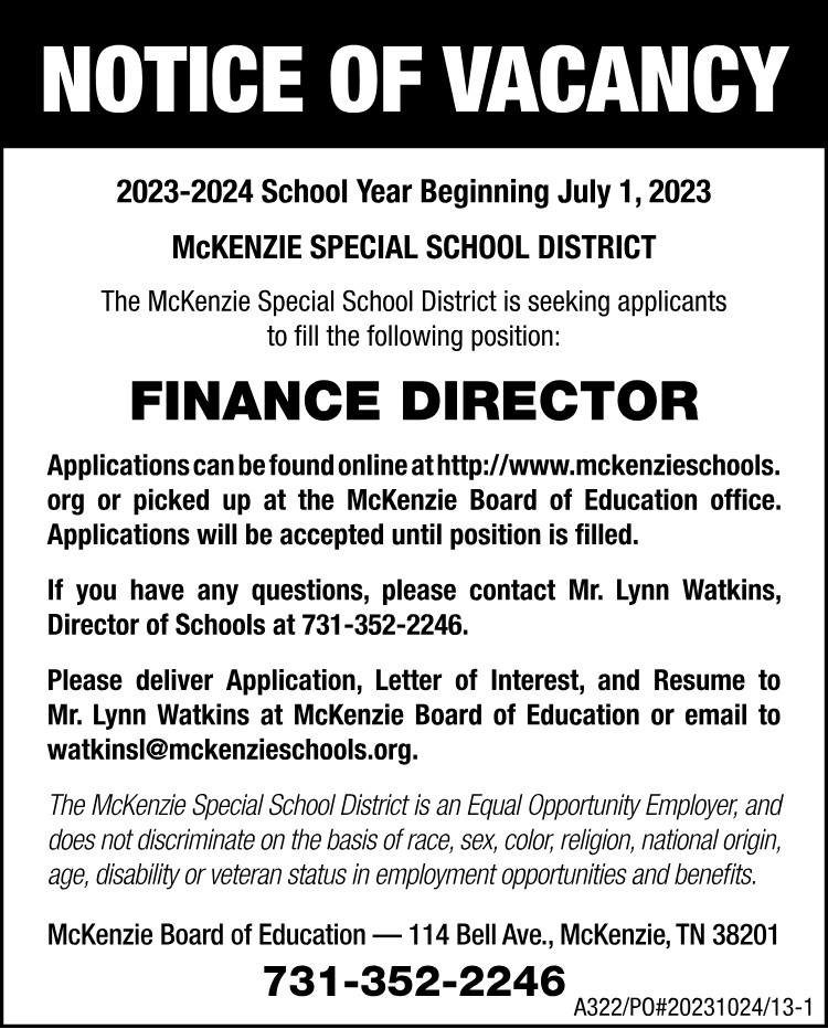 Notice of Vacancy MSSD - Finance Director