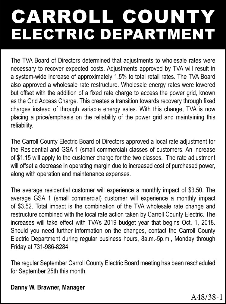 Carroll County Electric Notice