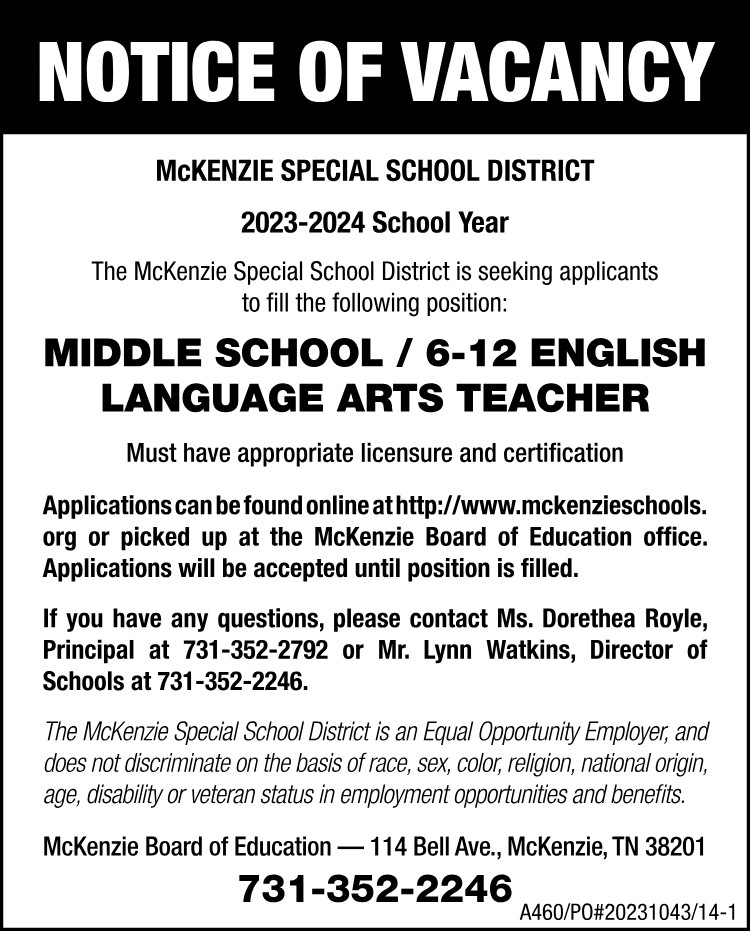 McKenzie Special School District - English Teacher