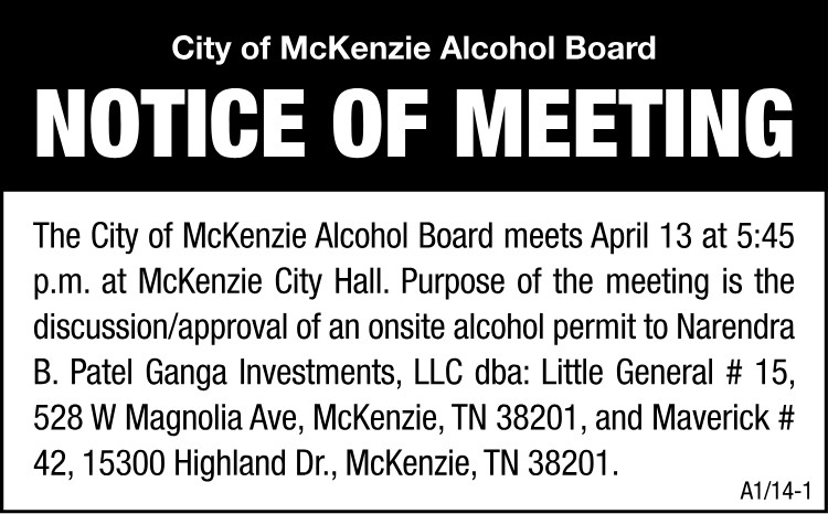 Notice of Alcohol Meeting - Little General