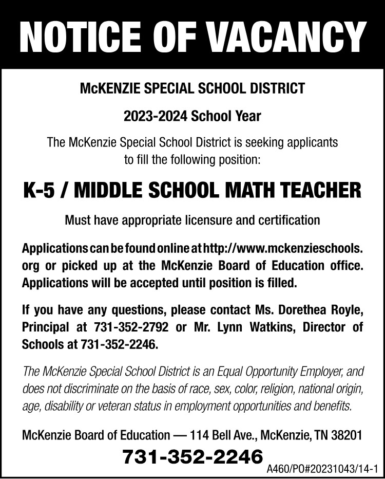 McKenzie Special School District - Math Teacher