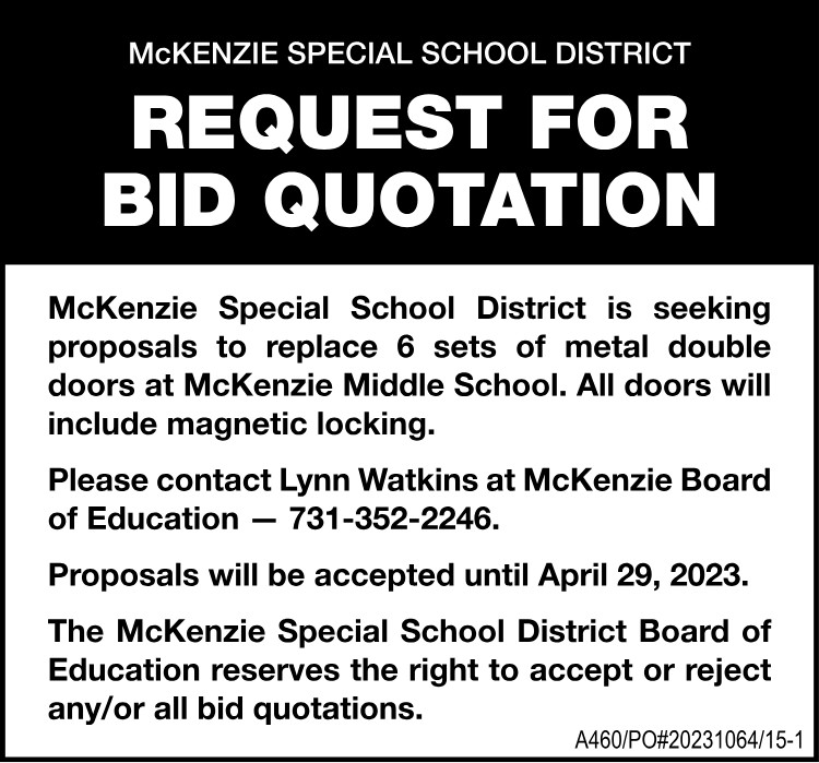 McKenzie School District - Bids for Metal Doors