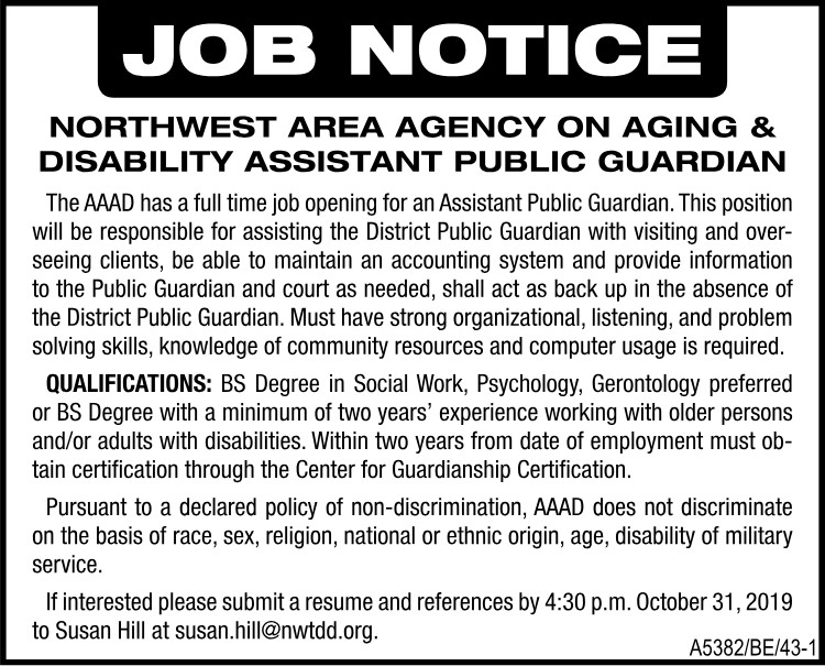 Job Notice - Assistant Public Guardian