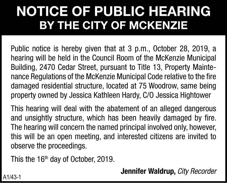 Notice of Hearing - 75 Woodrow